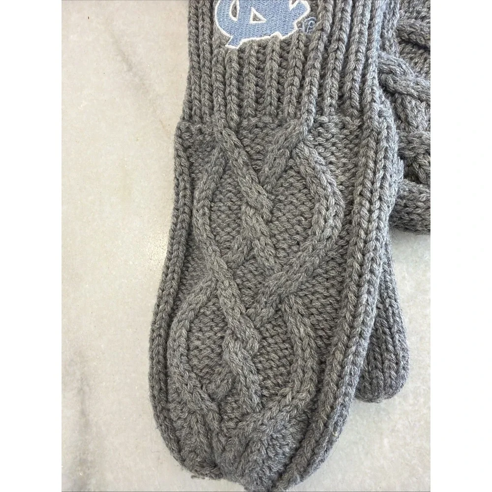 Zoozats University Of North Carolina Gray Knit Mittens Fleece Lined Adult Women